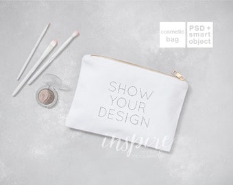 Download Cosmetic Bag Mockup Add Your Design Zippered Canvas Carry All Pouch Custom Make Up Purse Personalized Template Psd Styled Mockups Download Mockup Psd Photos
