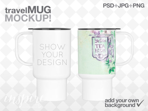 Plastic 15oz Travel Mug With Handle Mockup Add