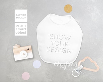 Download Fleece Baby Bib Mockup / PSD Smart Object / Neutral Grey ...