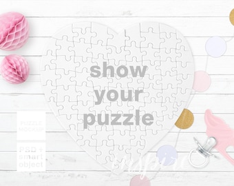Download Heart Puzzle Mockup Psd Smart Object Girly Scandinavian Styled Mock Up Kids Product Mockup Template Design Sublimation Puzzle Free Psd Mockups Templates Premium