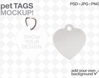 Download Heart Pet Tag Mockup / PSD Smart Object / Add your own background / Product Mockup / Template ...