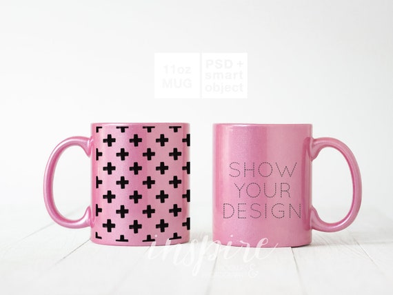 Double Sparkling Pink Pearl 11oz Mug Mockup Psd