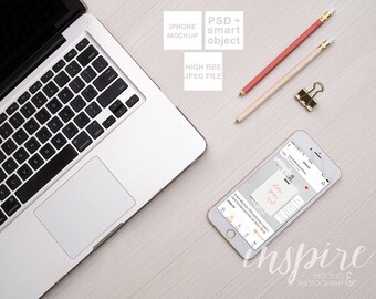 Iphone 7 Plus Mockup Psd Smart Object Styled Stock Photography