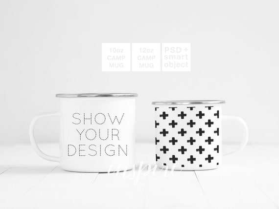 10oz 12oz Camp Mug Comparison Mockup Psd Smart