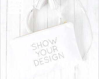 Download Cosmetic Bag Mockup / Add your design / Zippered Canvas ...