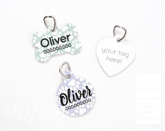 Download Pet Tags Mockup Psd Smart Object White Background Scene For Etsy Listings Sublimation Tag Custom Or Personalize Tag Id Tags Free Psd Logo Mockup Templates