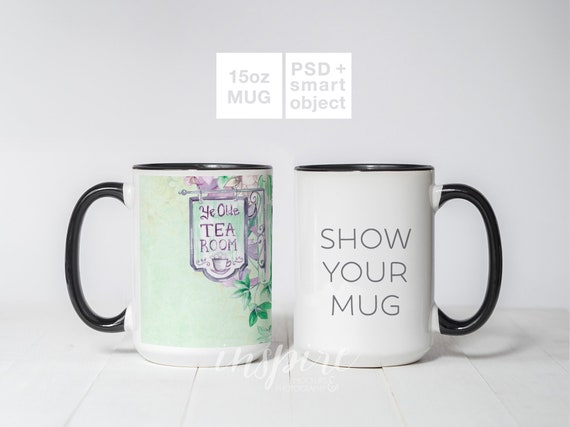 Double 15oz Coffee Mug Mockup Psd Smart Object Nordic Etsy