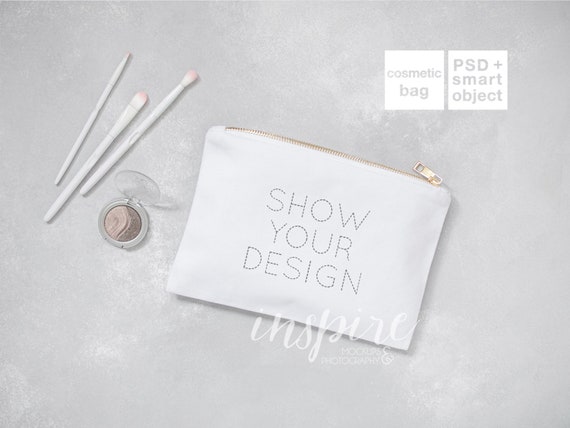 Download Cosmetic Bag Mockup Add Your Design Zippered Canvas Etsy