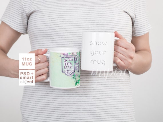 11oz Ceramic Mugs Mockup Psd Smart Object Styled Stock Etsy