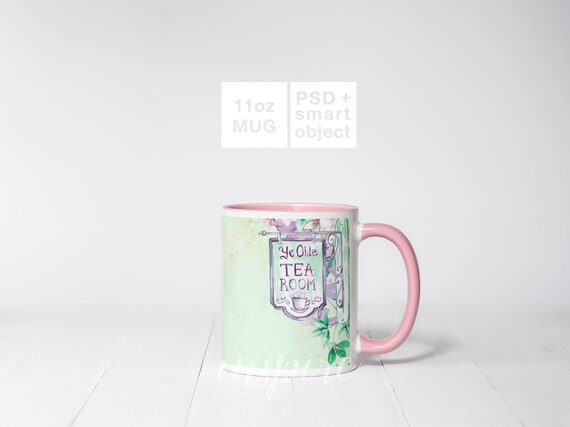 11oz Pink Coffee Mug Mockup Psd Smart Object Nordic Style Etsy