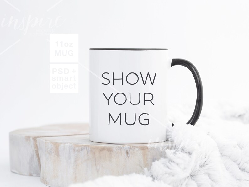 Download 11oz Black Handle Coffee Mug PSD Styled Mockup /Smart ...