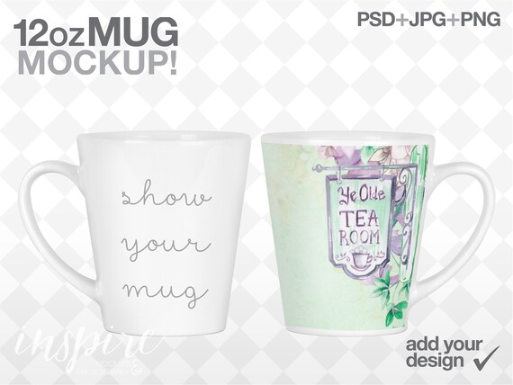 12oz Latte Mug Mockup Add Your Own Background Product Etsy