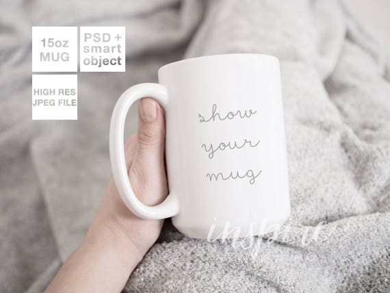 15oz Ceramic Mug Mockup Psd Smart Object Portrait Styled Etsy