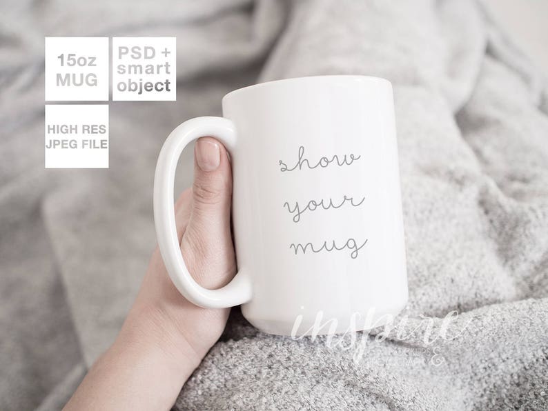Download 15oz Ceramic Mug Mockup / PSD Smart Object / Portrait Styled | Etsy
