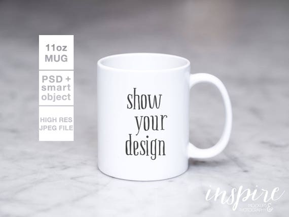 11oz Mug Mockup Psd Smart Object 11oz Ceramic Mug Marble Etsy