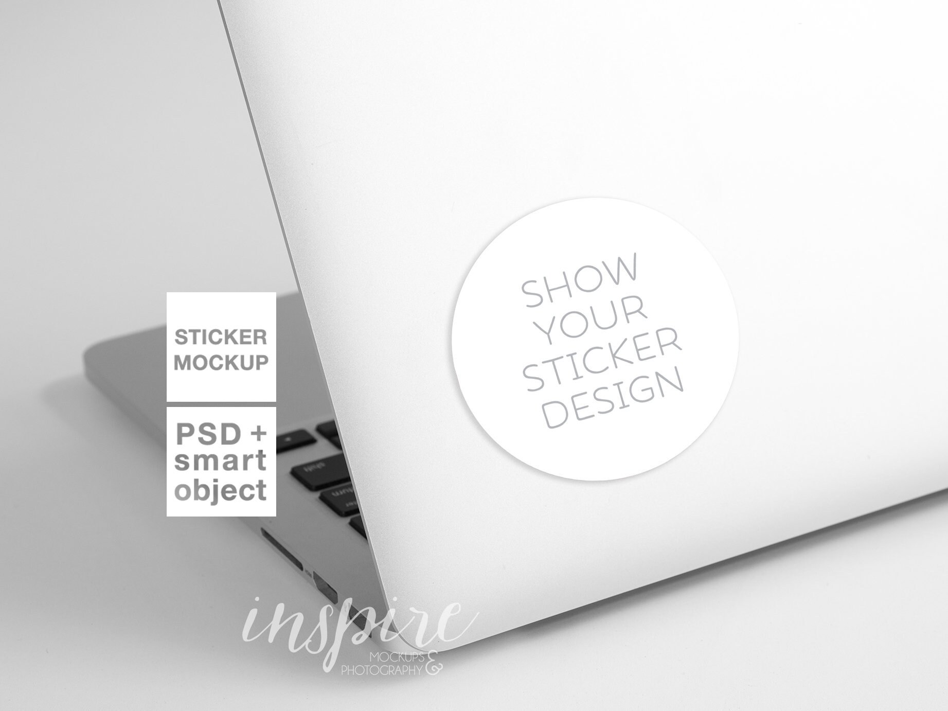 Download Round Vinyl Decal Mockup Laptop Styled Stock Photography For Etsy
