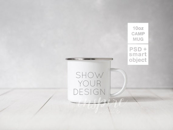 10oz Camp Mug Mockup Psd Smart Object Styled Stock For Etsy