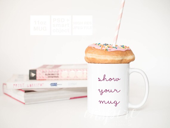 11oz Ceramic Mug Mockup Psd Smart Object Donut Lover Etsy