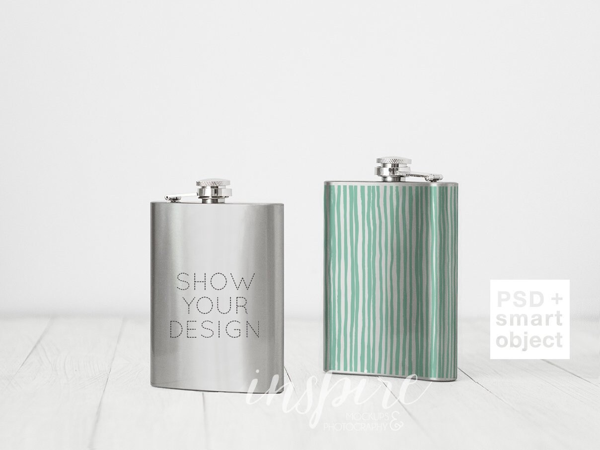Download Stainless Steel Sublimation Hip Flask Mockup / PSD Smart | Etsy