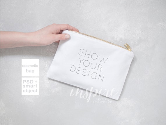 Cosmetic Bag Mockup Add Your Design Zippered Canvas Etsy