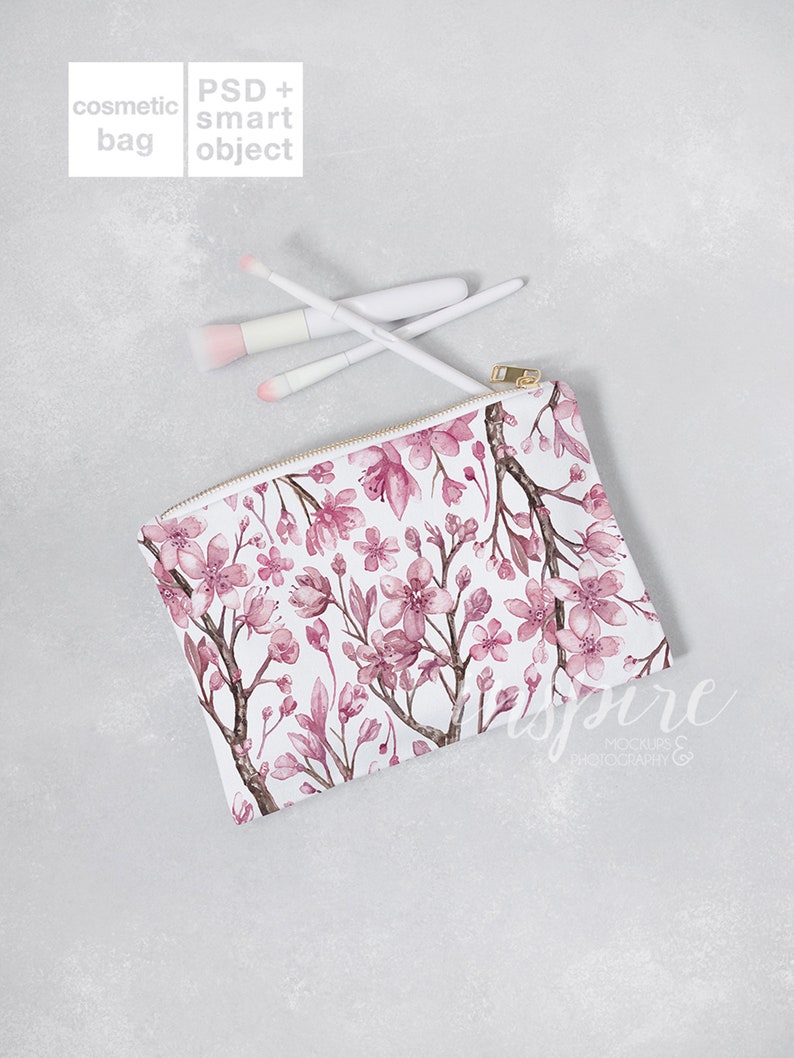 Download Cosmetic Bag Mockup / Add your design / Zippered Canvas | Etsy