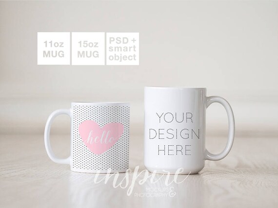11oz 15oz Ceramic Mug Mockup Psd Smart Object Comparison Etsy
