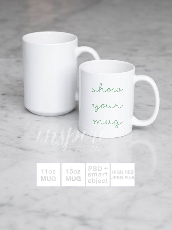 11oz 15oz Ceramic Mug Mockup Psd Smart Object Comparison Etsy