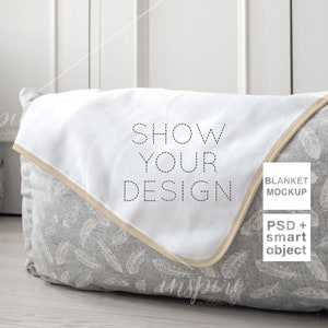Download Soft Fleece Blanket Mockup Psd Smart Object Nordic Styled Etsy