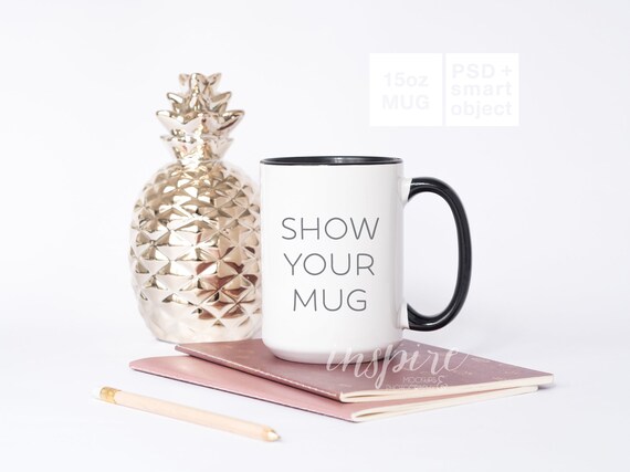 15oz Coffee Mug Mockup Psd Smart Object Girlboss Styled Etsy