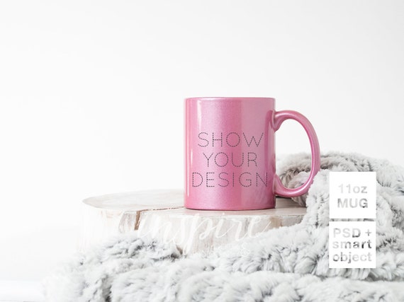 Sparkling Pink Pearl 11oz Mug Mockup Psd Smart Object Layer Etsy