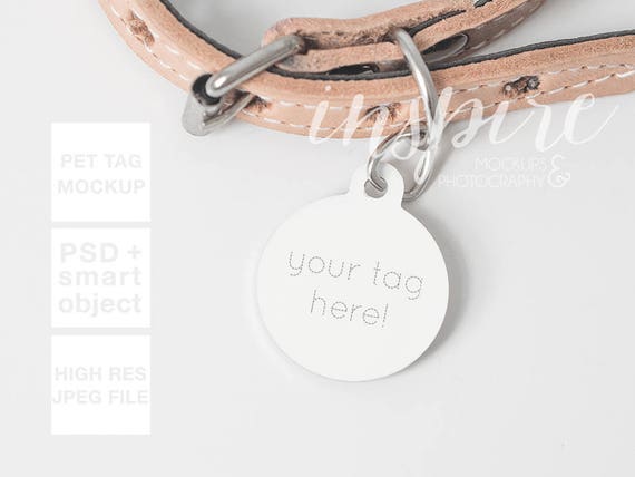 Download Circle Pet Tag Mockup Psd Smart Object Minimalist Styled Etsy