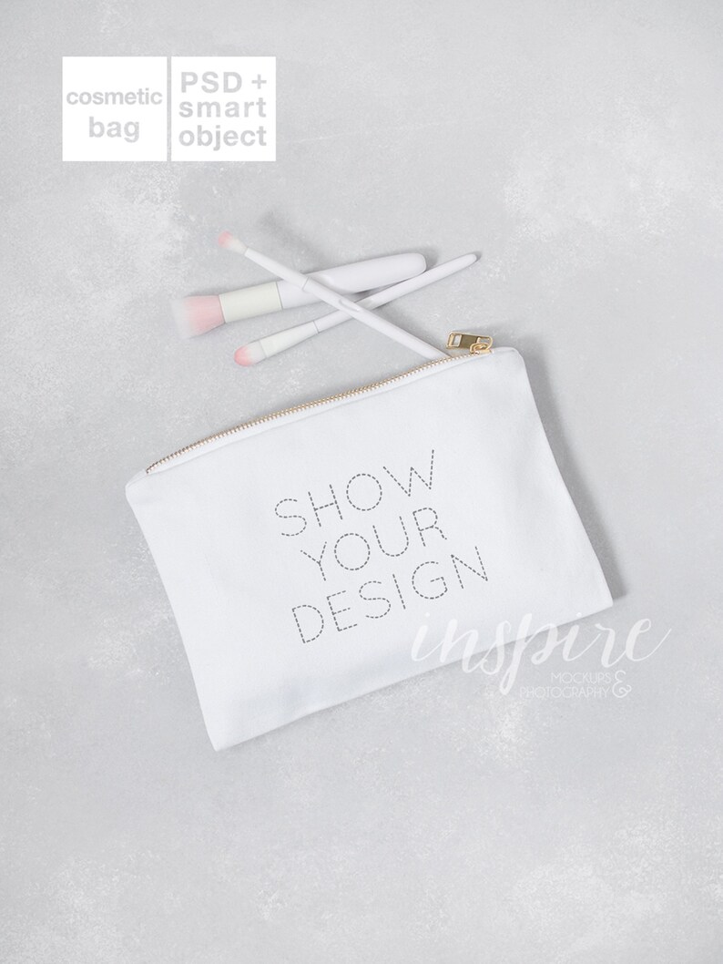 Download Cosmetic Bag Mockup / Add your design / Zippered Canvas | Etsy