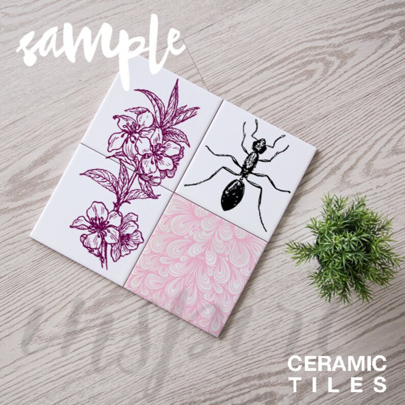 Art Tile Mockup / PSD Smart Object / Wood Background ...