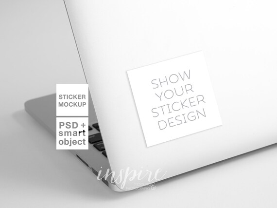 Square Sticker Mockup Laptop Styled Stock Photography For Etsy