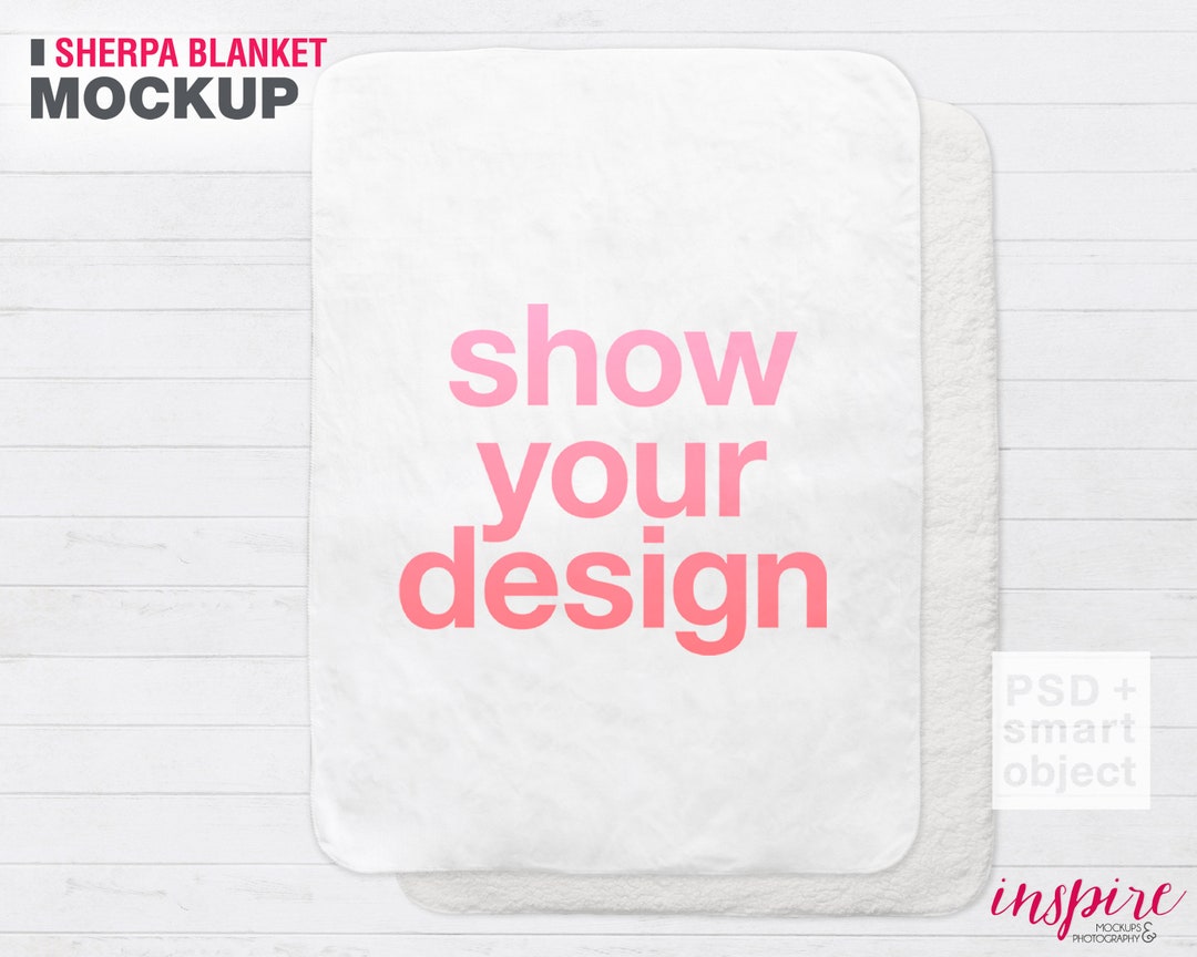 White Sherpa Blanket Styled Mockup / PSD Smart Object Layer / Etsy