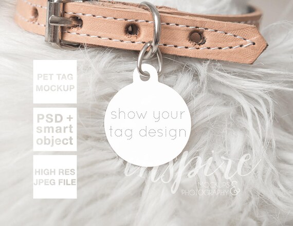 Download Circle Pet Tag Mockup Psd Smart Object Styled Scene For Etsy
