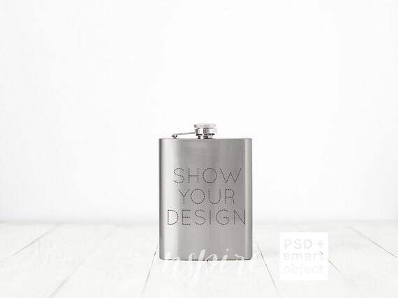 Download Stainless Steel Sublimation Hip Flask Mockup Psd Smart Etsy