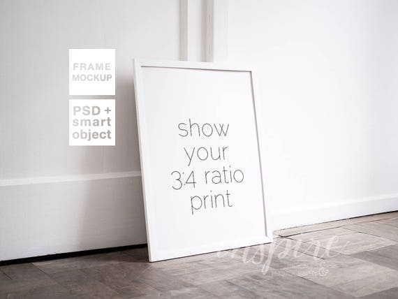 White 3 4 Ratio Frame Mockup Psd Smart Object Neutral Etsy