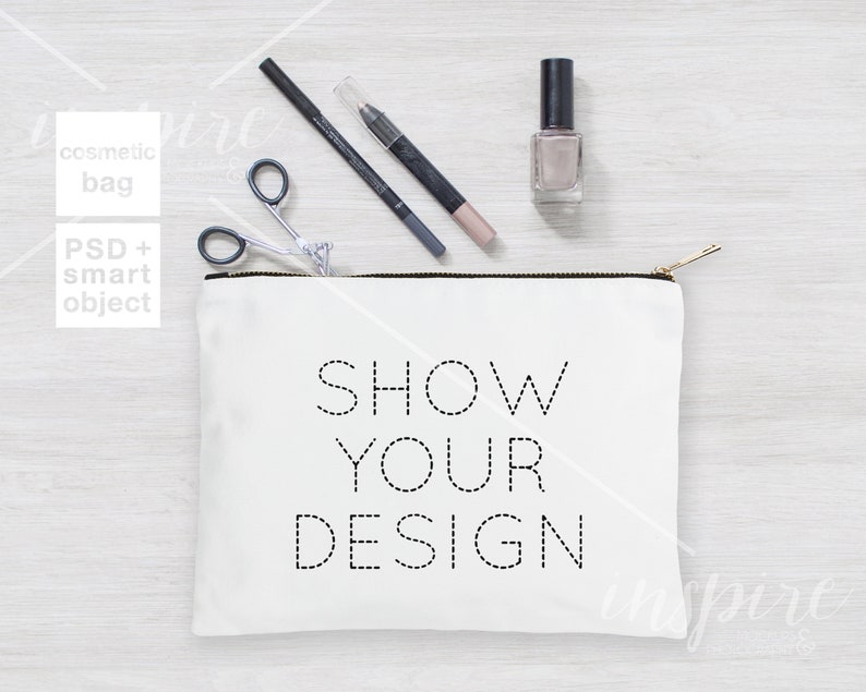 Download Make Up Black Zippered Bag PSD Styled Mockup / Add your ...