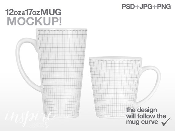 12oz 17oz Latte Ceramic Mug Mockup Psd Smart Object Etsy