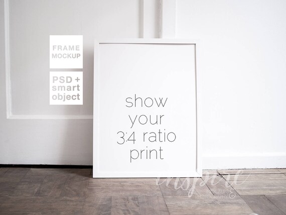 White 3 4 Ratio Frame Mockup Psd Smart Object Neutral Etsy