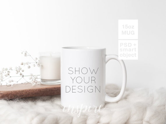 15oz Coffee Mug Mockup Psd Smart Object 15oz Ceramic Mug Etsy