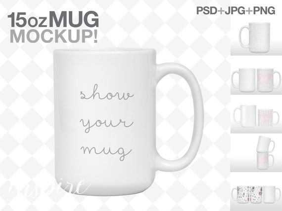 15oz Ceramic Mug Mockup Bundle Add Your Own Background 6 Etsy