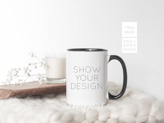 15oz Coffee Mug Mockup Psd Smart Object Femenine Image Etsy
