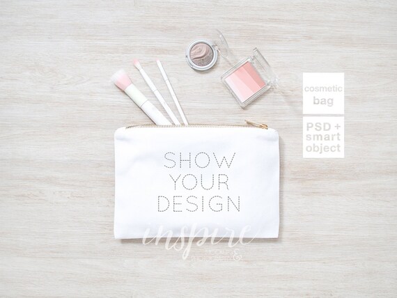 Download Make Up Bag Mockup Add Your Design Zippered Canvas Etsy