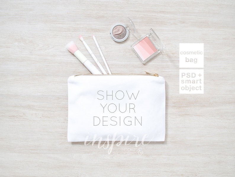 Download Make Up Bag Mockup / Add your design / Zippered Canvas | Etsy