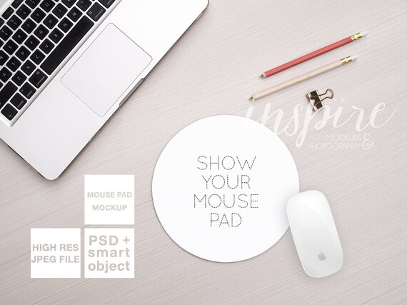 Round Mouse Pad Mockup Psd Smart Object Femenine And Etsy