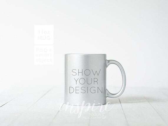 Sparkling Silver Pearl 11oz Mug Mockup Psd Smart Object Etsy