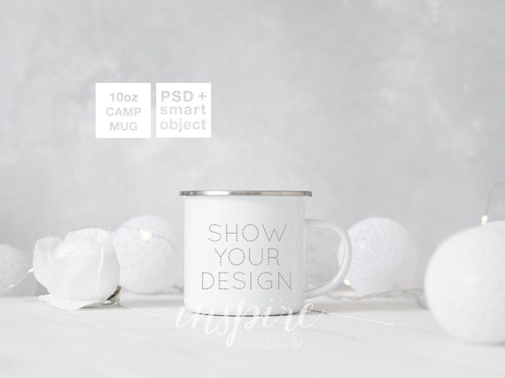 10oz Camp Mug Mockup Psd Smart Object Minimalist Christmas Etsy