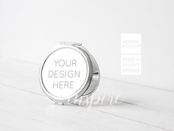 Silver Round Compact Makeup Mirror Mockup For Sublimation Etsy